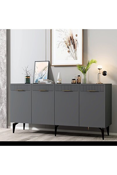 DEMONTE DECOR 4 Kapaklı Alvin Konsol Antrasit - Antrasit