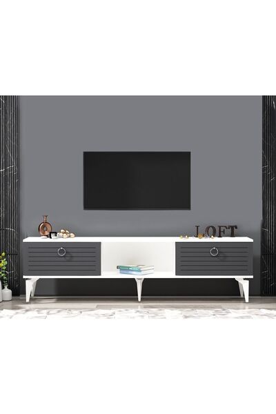 DEMONTE DECOR ARONA TV SEHPASI (ALT MODÜL) BEYAZ ANTRASİT