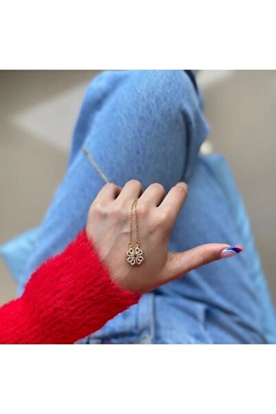 Genel Markalar Kalp Yonca Açılabilir Mıknatıslı Çelik Kolye