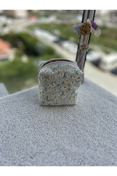 minyaturhayalim Yeşil Papatya Minik Makyaj Ped Çantası Ölçüleri 10-10-7cm Dir