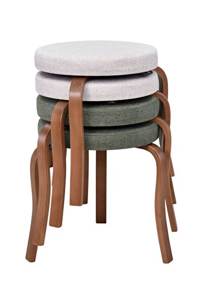 VİLİNZE Ege Kestane Ahşap Ayak Istiflenebilir Mutfak-balkon Taburesi (4 ADET)