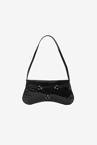 MARSEPTUN Veronica Toka Detaylı Siyah Rugan Çanta