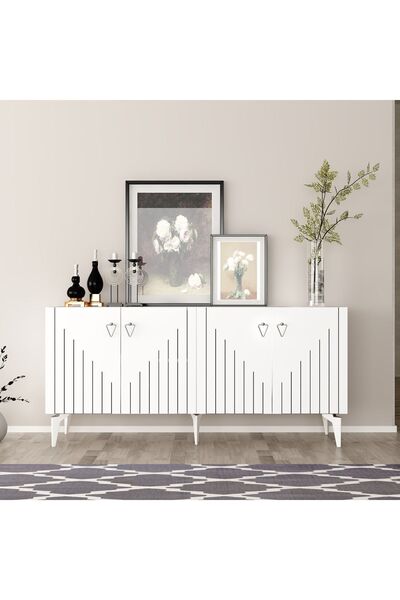 DEMONTE DECOR MEDA KONSOL BEYAZ-GÜMÜŞ