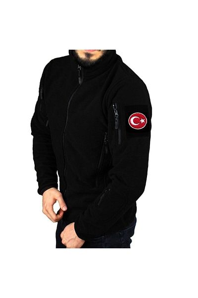 Meşem Μαύρο Tactical Fleece Παλτό Στρατιωτικού Τύπου