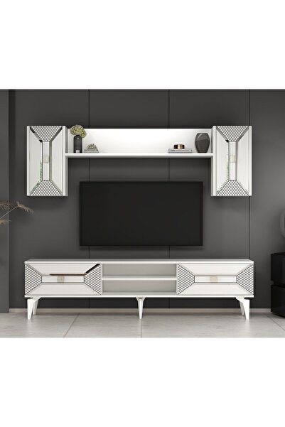 DEMONTE DECOR Yumedi Tv Ünitesi  Takımı Beyaz-Gümüş