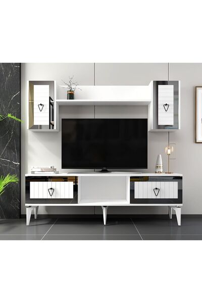 cantek dizayn Linda Tv Ünitesi Takımı Beyaz-gümüş