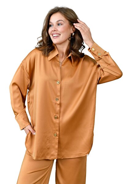 WOMAN VISION Satenska košulja i pantalone, ženski dvodelni set večernje halji...