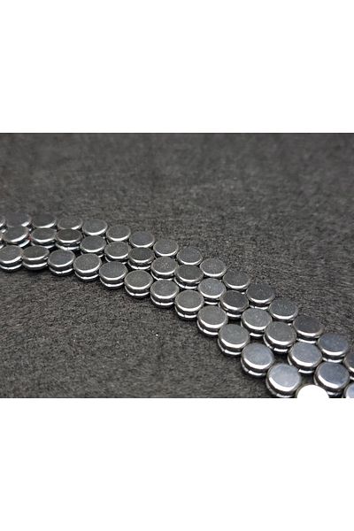 Yüksel Boncuk Circle Hematite Stone Corrugated Natural Stone String