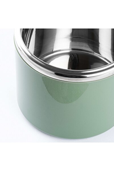 Tantitoni 024-01-TEDEMEI GREEN STAINLESS STEEL 2-LAYER ROUND FOOD CARRY CONTAINER 930ML