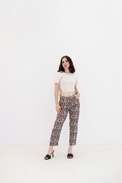 MARSEPTUN Desenli Taba Pantolon More-105