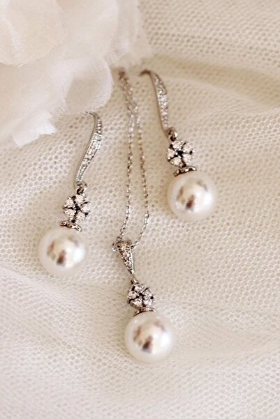 Karem Jewellery İnci Detaylı Kadın Düğün Küpesi