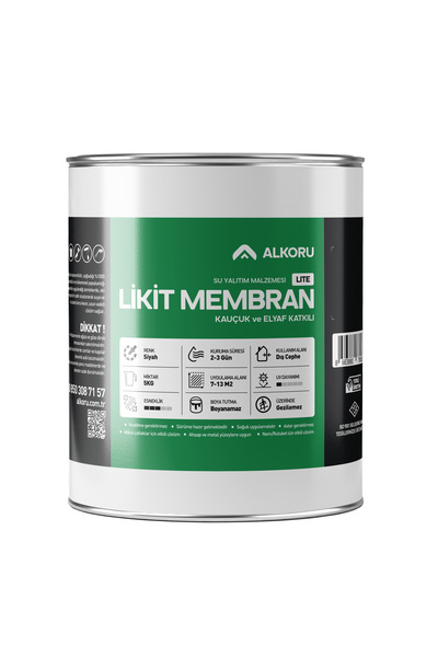 ALKORU 5 KG Lite Likit Membran Kauçuk ve Elyaf Katkılı Sıvı Su Yalıtım Malzemesi
