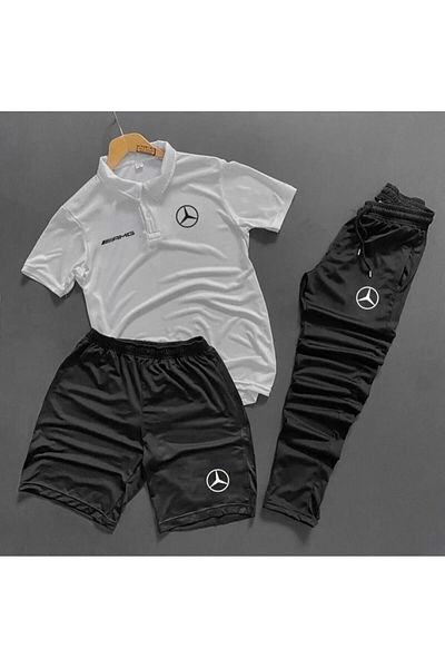 ByFourMan Σορτς Scuba Fabric White Polo Collar - Σετ φόρμας 3 τεμαχίων