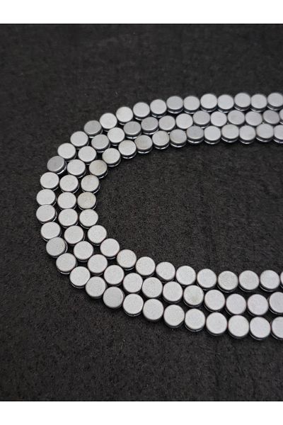 Yüksel Boncuk Natural Hematite Stone - Corrugated and Matte Circle