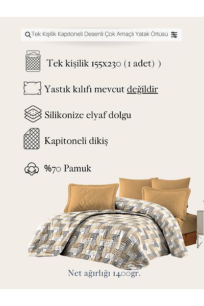 EVA 155 X 230 Cm Patterned Single Quilted Bedspread and Sofa