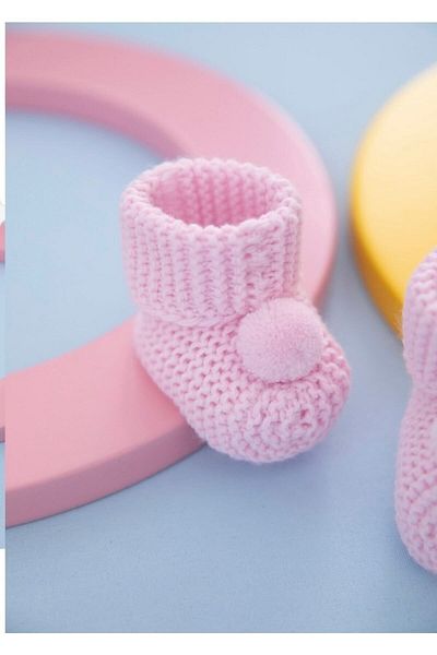 Cherub Baby Pink Baby Girl Pompom Booties Knitwear Booties