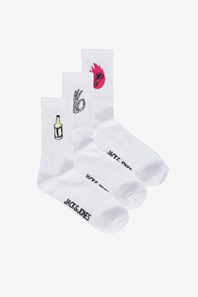 Jack & Jones Jacrock And Roll Тенис чорапи 3 пакета Унисекс бели чорапи 12242...