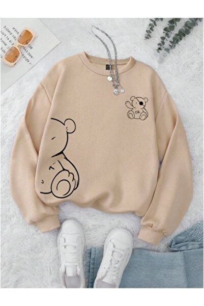 MOONBULL Γυναικείο φούτερ Bear Printed Oversize