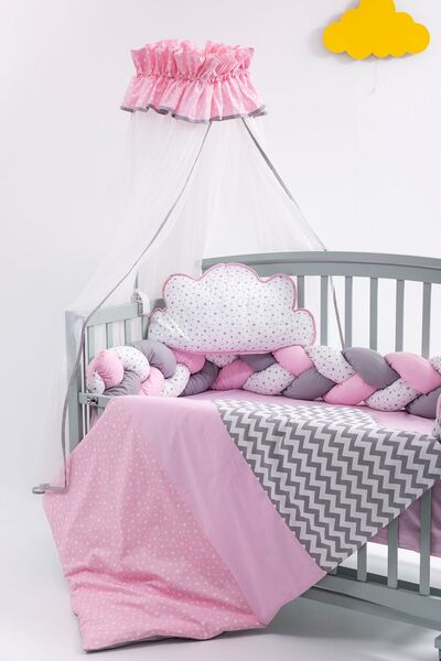 Mini Baby Bebek Uyku Seti Örgülü Star Mavi 60x120