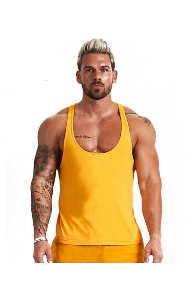 Ghedto Basic Gym Fitness Stringer Tank Top Sports Tank Top Yellow