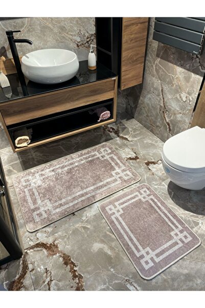 Brillant Lateks Taban (60X100 - 60X50) İkili Banyo Paspas Takımı - VİZON KAHVE
