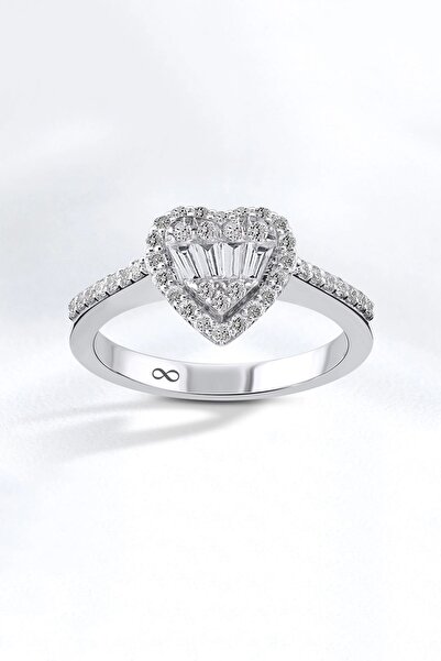 Karem Jewellery Kalp Baget Pırlanta Model Gümüş Kaplama Kadın Yüzük