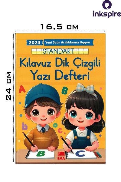 inkspire مفكرة كتابة جديدة جميلة مقاس 16.5 × 24 سم 24 YP 3 قطع دليل قياسي للكتابة بخطوط مستقيمة