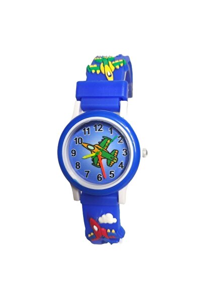 ZAVİRA Çocuk Kol Saati Silikon Kordonlu Uçak Desenli Canlı Renk