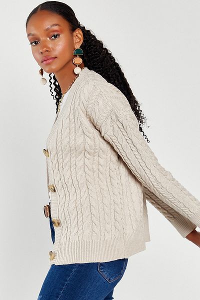 Hopoi Women's Knitted Patterned Short Cardigan - Buttoned