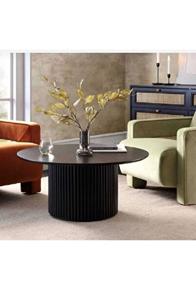woodywood 90 Cm Siyah Yuvarlak Orta Sehpa Mdf