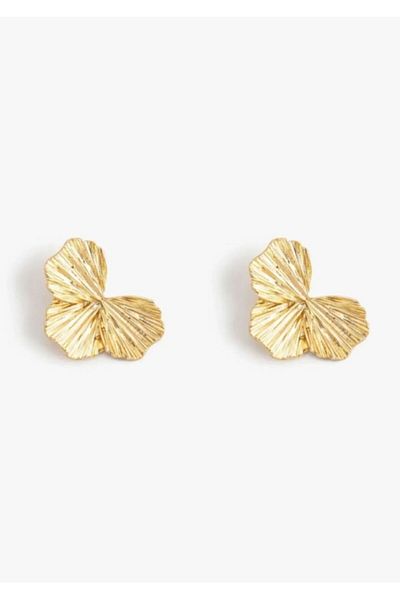 MioArt Gold Flower Patterned Earrings