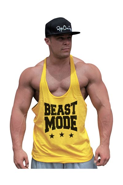 Ghedto Beast Mode Fitness Gym Tank Top Sports Tank Top Yellow