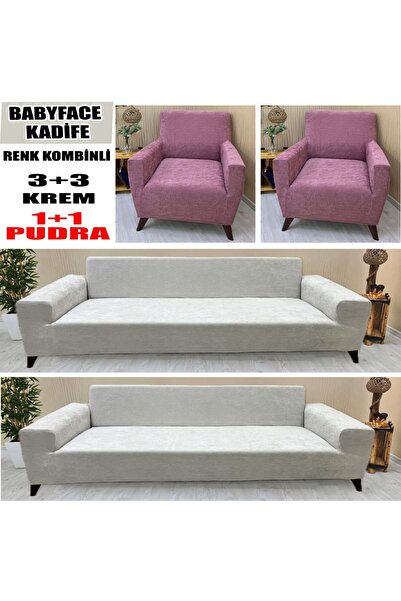 KILIFSAN BABYFACE KADİFE KUMAŞ RENK KOMBİNLİ 2 ADET ÜÇLÜ & ÇEKYAT- 2 ADET TEK...