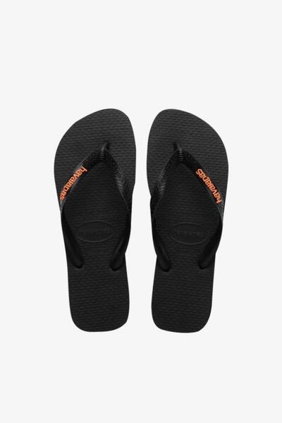 Havaianas Havanias Logo Patterned - Μαύρες ανδρικές παντόφλες Begonia Orange 4108555-9456