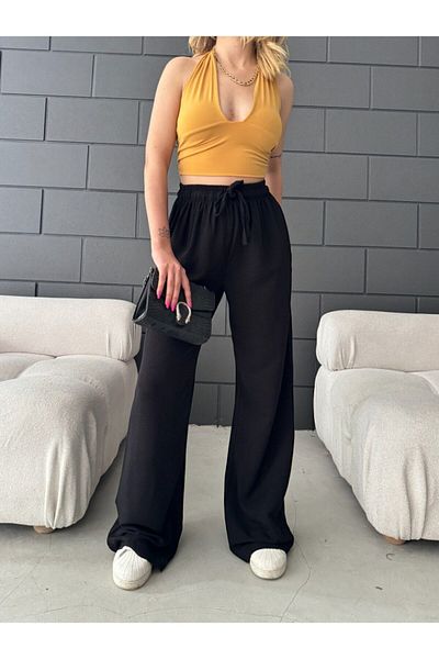 BİKELİFE Leinen Sommerhose für Damen - Elastischer Bund, Taschen, Weiter Schnitt