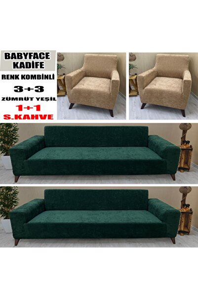 KILIFSAN BABYFACE KADİFE KUMAŞ RENK KOMBİNLİ 2 ADET ÜÇLÜ & ÇEKYAT- 2 ADET TEK...