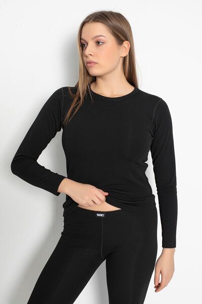 saac قميص داخلي حراري أسود بأكمام طويلة - 478