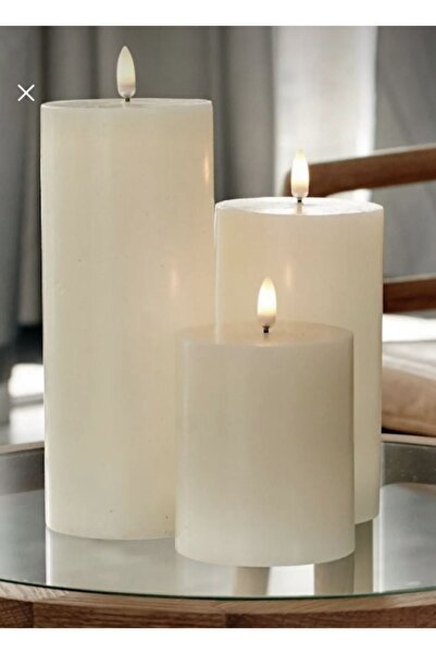 Mumbox mutluluk mum şeklinde Mumbox 3’lü Beyaz Kütük Mum Dekoratif Blok Mum (...