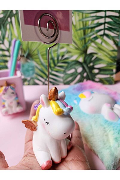 Rota Hediyelik Cute Kawaii Unicorn Note and Photo Holder Concrete Desktop Note Holder