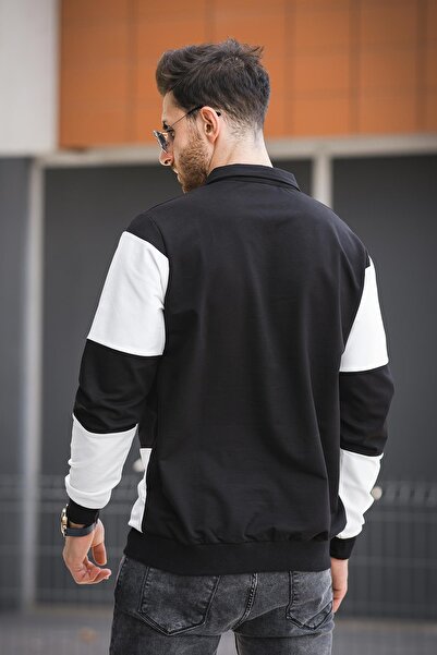 Oksit Yaounde Men's Sweatshirt - Double Color, Half Zipper, Collar