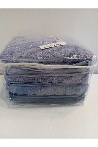 Çapa Home Set of 4 Premium Quality Transparent Cotton Bag Gift Dowry Daily Use Elyüz Head Towels - 50X90