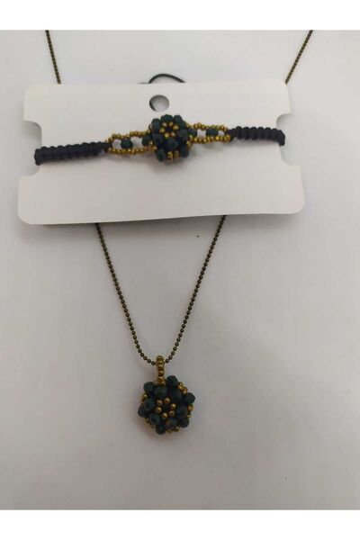Sam Cevşen Necklace - Bracelet Combination / Handmade Crystal Bead Knitted /