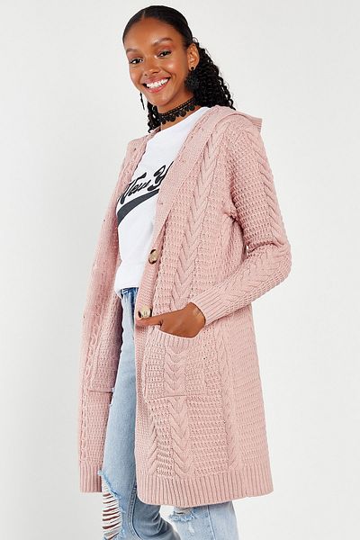 Hopoi Cardigan cu glugă tricotat pentru femei