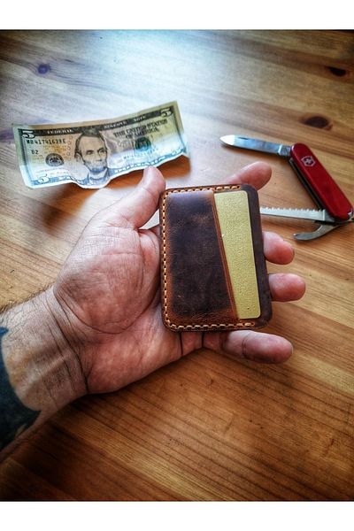 deri one Shot..genuine Minimal Card Holder..leather Cardholder