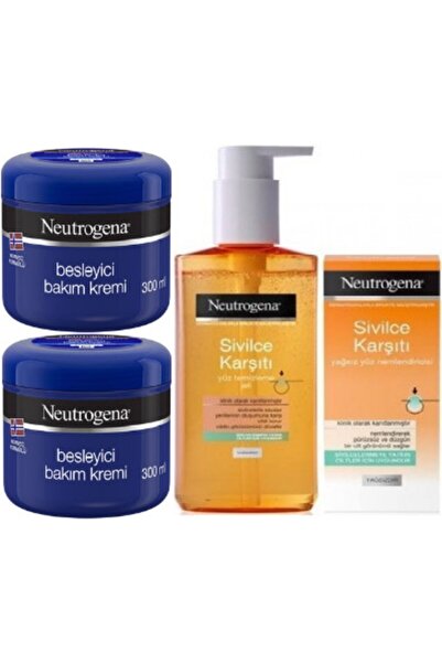 Neutrogena Bakım Kremi 300 ml Sivilce Karşıtı Yüz Temizleme Jeli 200 ml ve Ya...