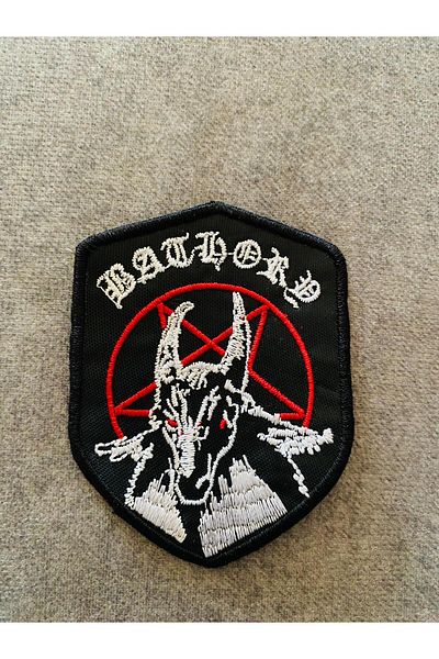 icase Patch brodat pentru trupa de muzică Bathory Metal - Patch pentru fustă cusută (7x9 CM)
