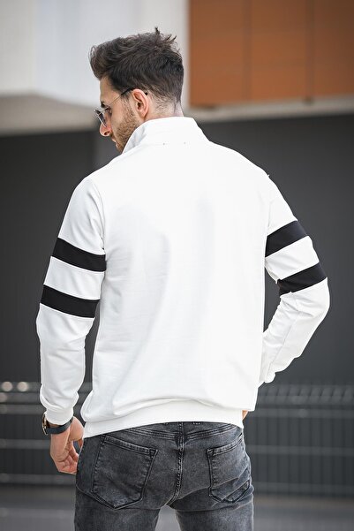 Oksit Hanorac pentru bărbați Nepido - Culoare dublă, cu jumătate de fermoar, cu gât roscat