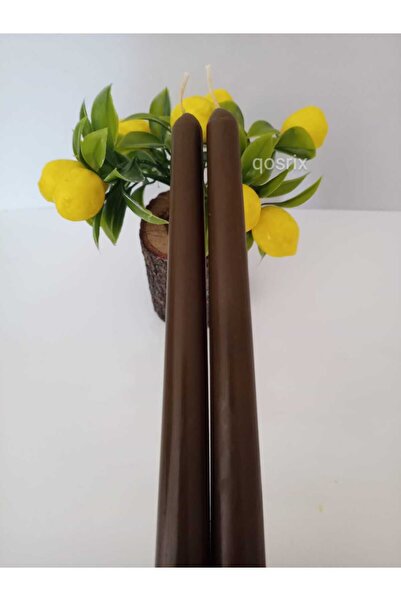 qosrix 2'li Kahverengi Şamdan Soya Mumu 1. Kalite Soya Doğal Kahve Kokulu Uzu...