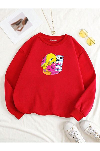 BENROMA Unisex Kids Sweatshirt - Striped, Hey Printed, Crew Neck