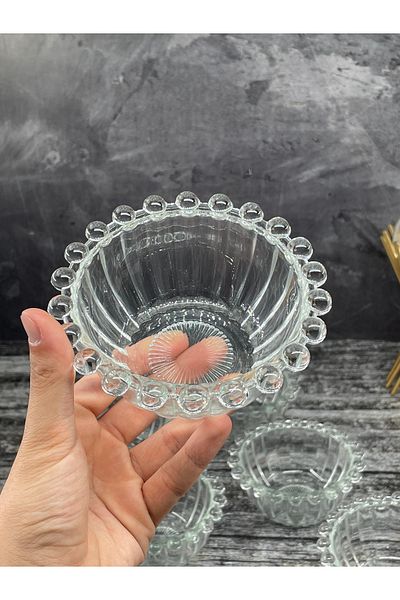 YzHome 12cm Beaded Glass Bowl - Breakfast Plate Set of 6